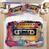1PC Music, guitar Theme Bedding Quilt Set Quilt Cover Pillowcase Home Decoration Birthday Gift (1 * duvet cover + 9 * pillowcase, without core)