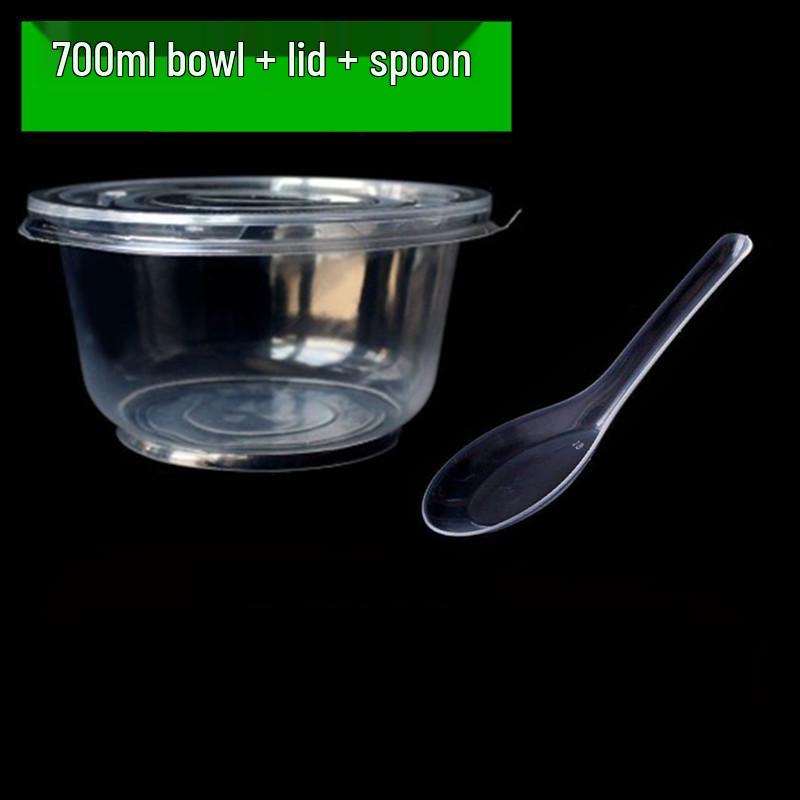 Disposable Tableware Set: Thickened Plastic Bowl with Lid, Banquet Spoon, Cup, and Chopsticks for Weddings and Household Use