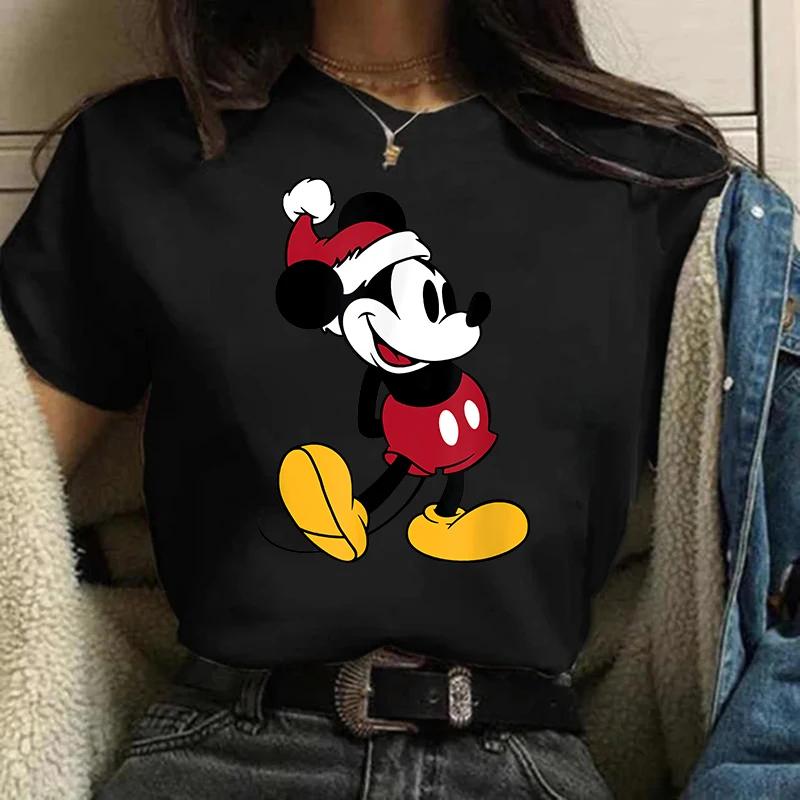 Disney T-shirt Gothic Fashion Mickey T-shirt Minnie Mouse Print Casual T-shirt Women's Kawaii T-shirt Kawaii Loose Clothing