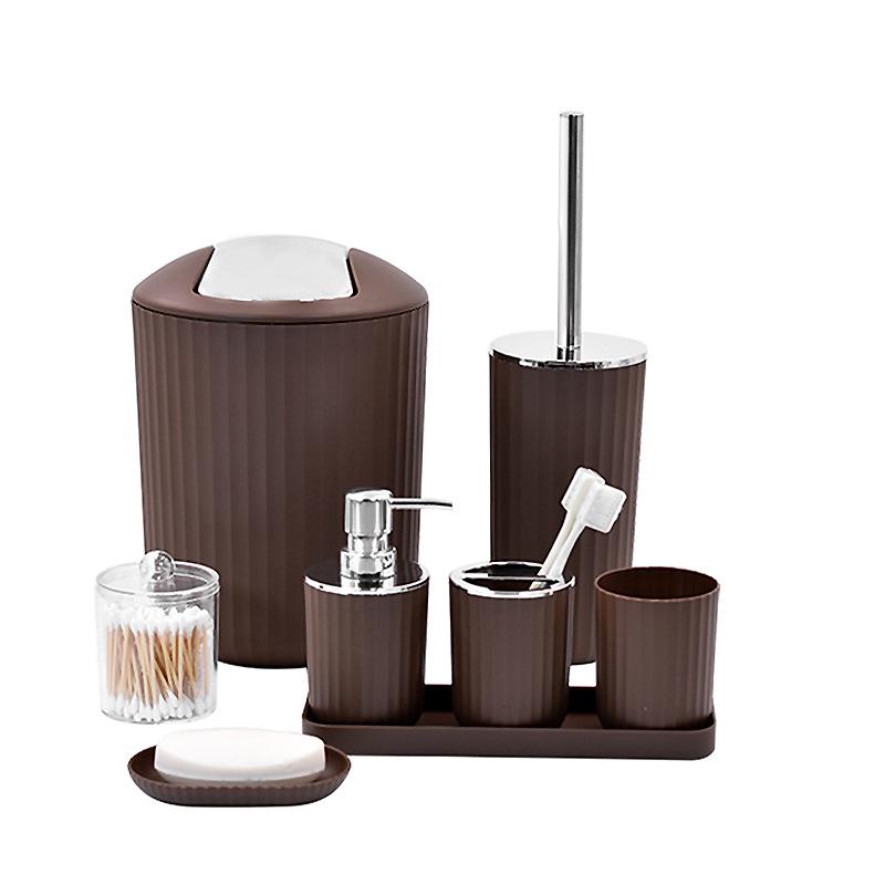 Juego de Baño Nórdico de Ocho Piezas: Portacepillos de dientes, Vaso para enjuague bucal, Kit de aseo, Accesorios para el hogar.