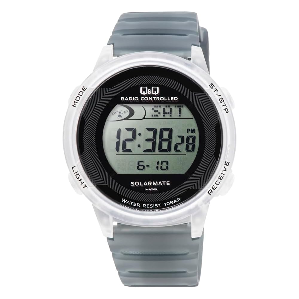 Citizen QQ Digital Solar Waterproof Watch Date Urethane Strap D01A-006VK Men s Clear