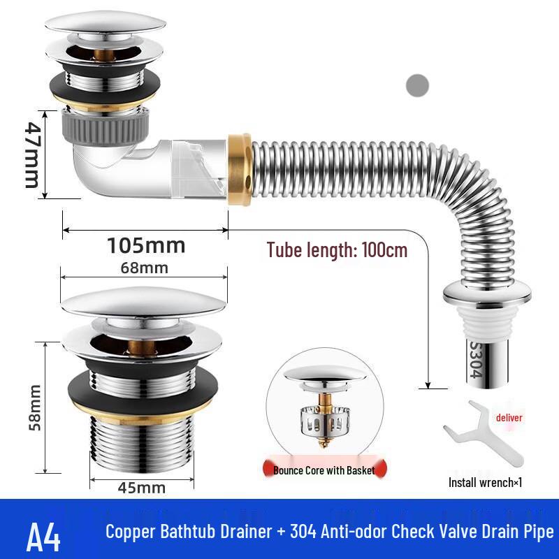 Tai Ju Fu Bathtub Pop-up Drainer Set with Anti-odor Valve