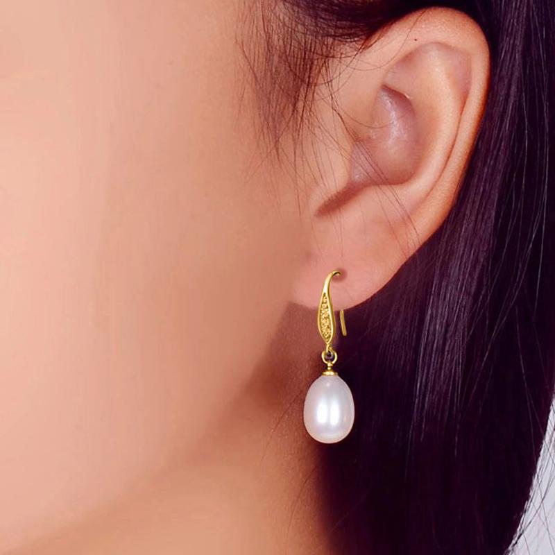 Wedding Freshwater Pearl Earring For Women,Real Gold Plated Natural Pearl Earring Fine Jewelry Gift