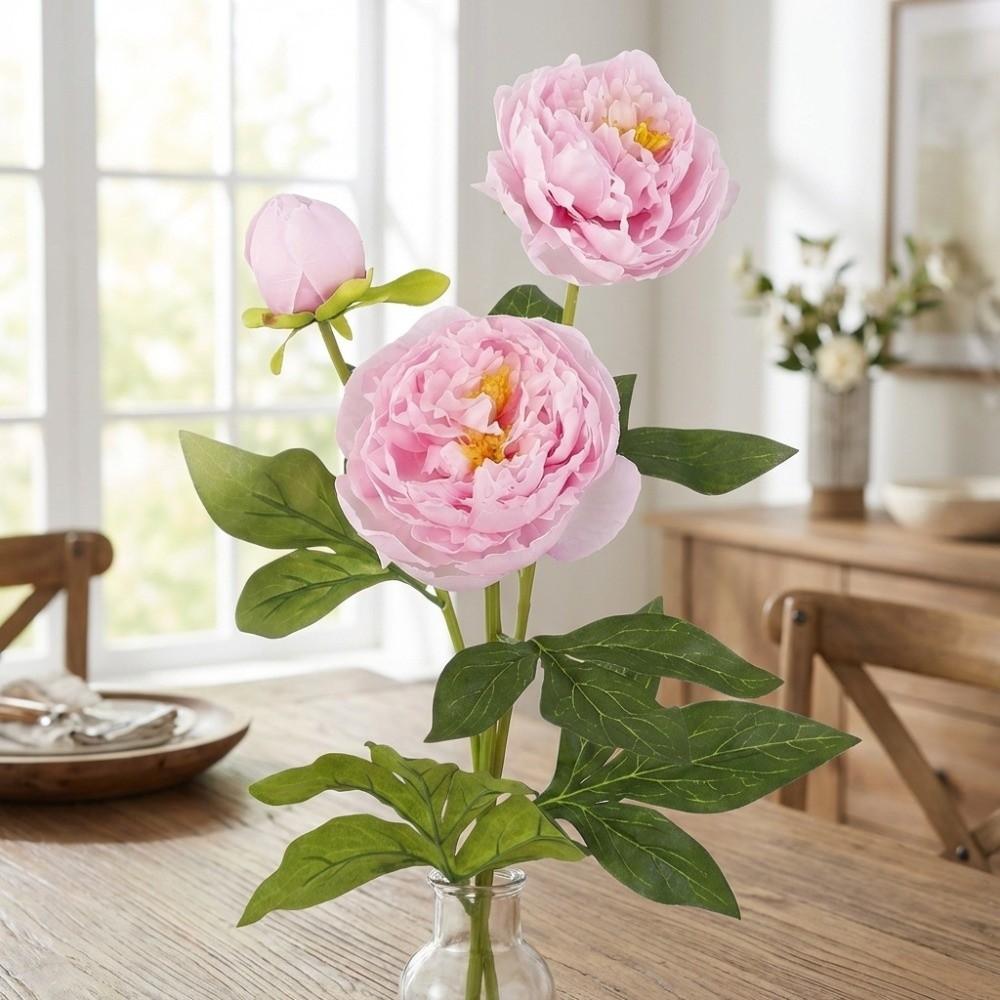 Real Touch Artificial Peony Flower 3 Heads Cotton Rose Fake Flower  Wedding Party