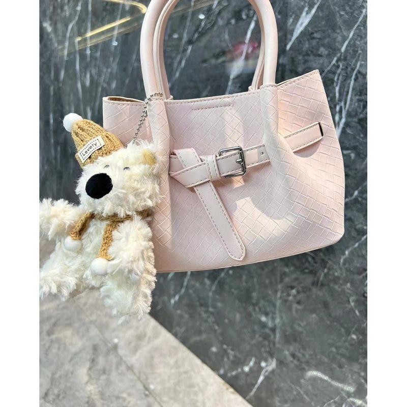 

Super Popular Pink Portable Vegetable Basket Bag Messenger Bag Summer Niche Design Sense Pleat All-Matching Carrying Commuter Bag Pink without pendant