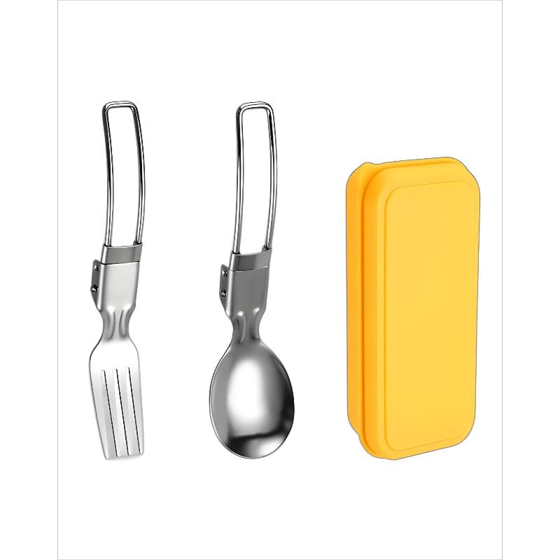 1 Set Folding Tableware Stainless Steel Student Outdoor Picnic Portable Steak Knife Fork Spoon Tableware Set