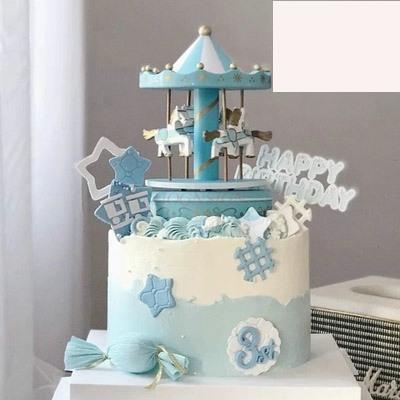 Music Carousel Cake Decorations Music Box Children'S Birthday Decoration Accessories Diy Creative Party