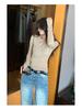 Women's Retro Henley Collar Knit Top - Autumn/Winter 2025, Waist-Cinching, Figure-Flattering, Solid Color.