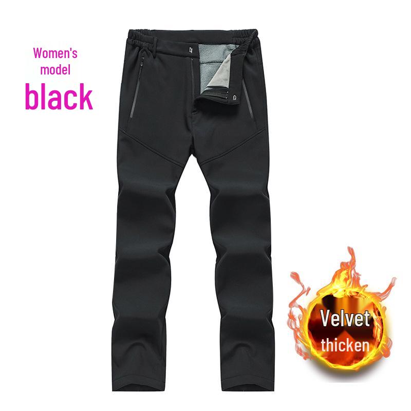 Men's Fleece-Lined Softshell Hiking Pants - Windproof, Warm, and Wear-Resistant for Outdoor Use