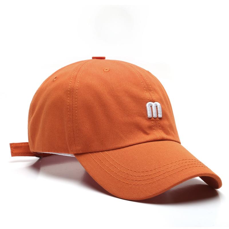Hat M letter embroidered cap men's versatile curved brim cotton soft top sun hat fashionable simple women's baseball cap