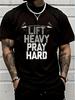 100 Cotton Lift Heavy Pray Hard Weight Lifting Christian Gym TShirt Unisexs Unisex Graphic