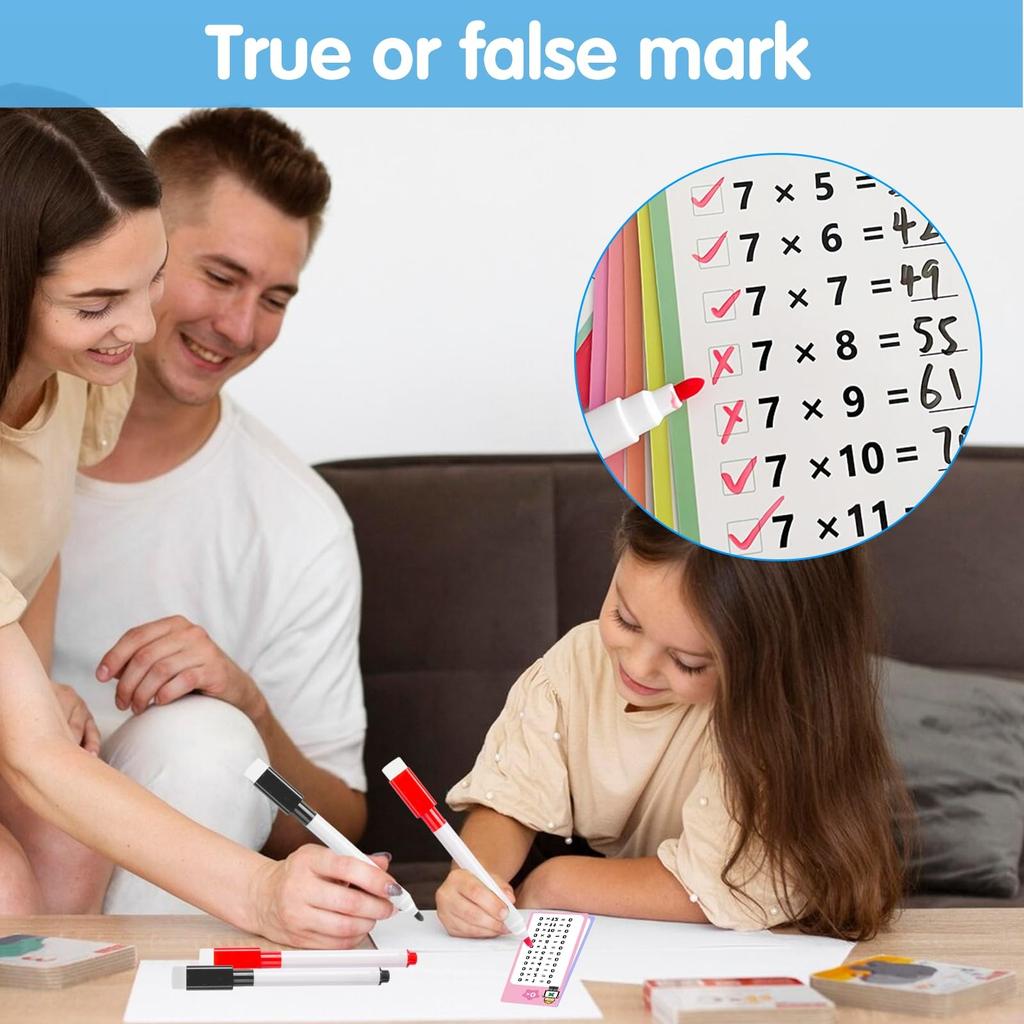 17PCS Multiplication Flash Cards 3 4 5rd Grade Multiplication Game Flashcards,2024 Newest Multiplication Fact Cards