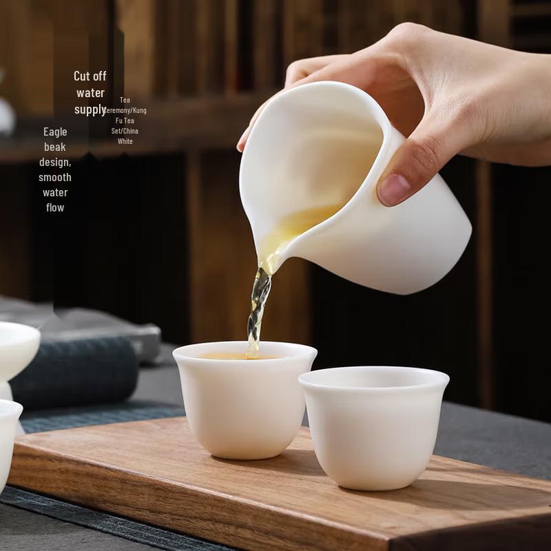 Mutton-Fat Jade Porcelain Kung Fu Tea Set