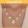 Natural Seashell Pendant Necklace For Women With Pearl Accents Summer Accessory