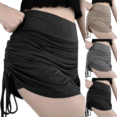 Lässiger Slim Fit-Rock für Damen, Faltenrock mit Quaste, Kordelzug und Taschenrock