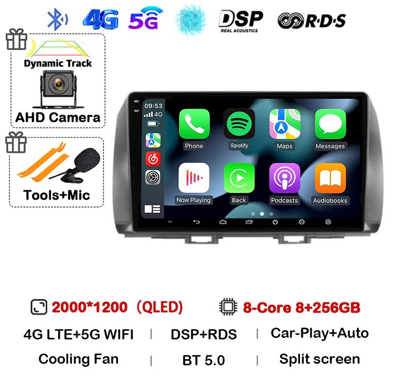 Android 14 Carplay Auto For Toyota BB 2 QNC20 2005-2016 Car Radio Multimedia Video Player Navigation GPS 4G+WIFI Stereo Audio BT
