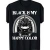 European Sizes Goth Emo Gothic Adult T-Shirt - Soft Retro Graphic Tee with Rainbow & Unicorn Design, Black Is My Happy Color Unicorn