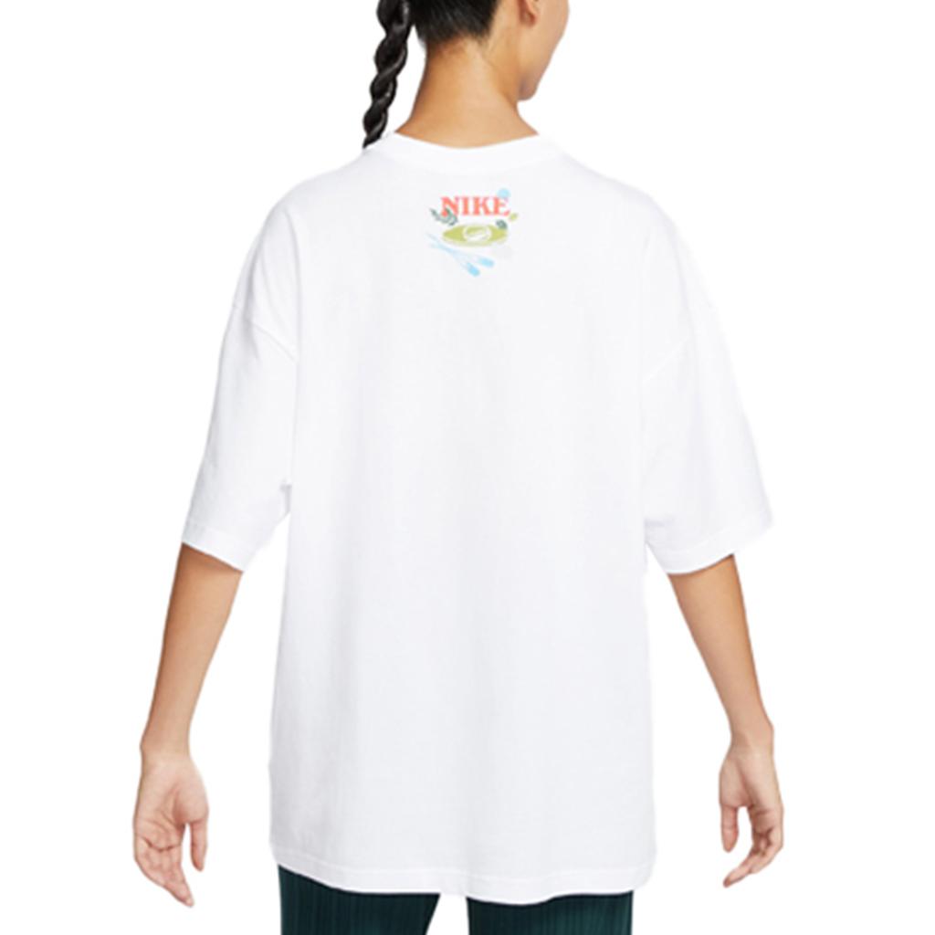 Nike Sportswear Swoosh Cartoon Print Loose Fit Crew Neck T-Shirt Women Tops White FN3711-100