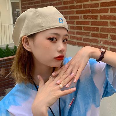 Girl Solid Color Beret Hat Retro Vintage Beret Solid Color Casual Sunscreen Hat