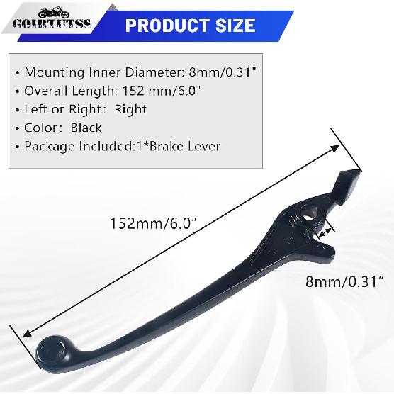 Right Hydraulic Disc Brake Lever Replacement for Dirt Pit Bike 90cc-125cc Handle 8mm ID Bolt Hole 12mm Thick
