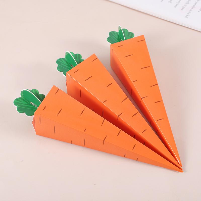 12pcs Easter Carrot Paper Candy Box Bunny Rabbit Cookie Snack Packaging Bags Spring Easter Party Decoration Kids Birthday Favors