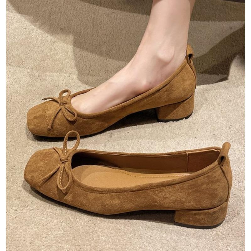 Fashion New Design Fashionable Square Heels Bowknot Comfortable Versatile Wear-resistant Leopard Print Shoes Low Heels Pumps Zapatos