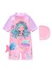 2026 Girls' One-Piece Swimsuit: Cute, Sun-Protective, Short Sleeves, Shorts for Surfing & Pool Activities