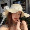 Hat summer women summer bow lace straw hat seaside versatile atmosphere sun protection sun hat straw sun hat