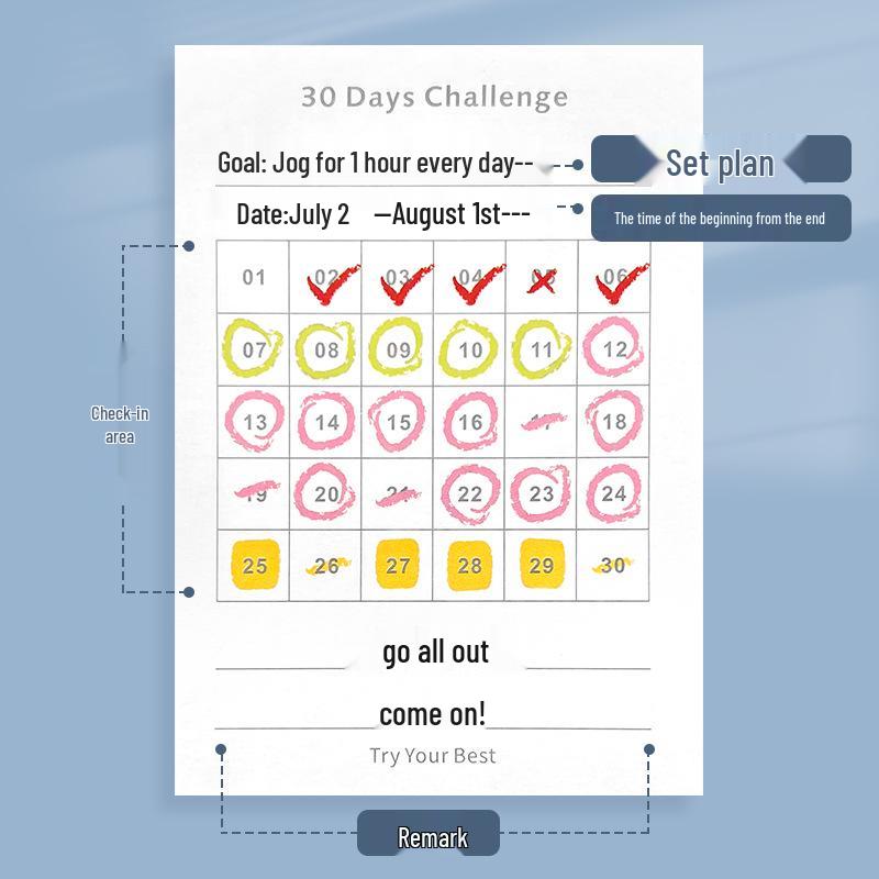 

31-Day Daily Plan Sticky Notes Diary for Habit Building 100 Sheets