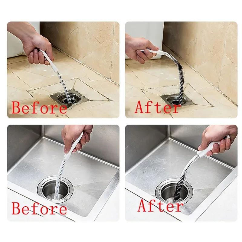 Pipe Cleaner Kitchen Sink Cleaning Dredging Brush Bathroom Sewer Hair Drain Flexible Cleaner Clog Plug Hole Remover Tool