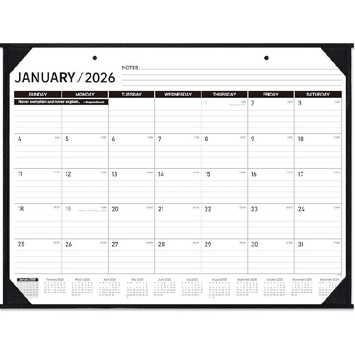 2026 Desk Calendar - JAN. 2026 – DEC. 2026, 22 x 17 , Large Desk Calendar 2026, 12 Monthly Desk/Wall Calendar 2-in-1, Corner Protector, Desk Pad, JAN.2026 - DEC. 2026 Desk