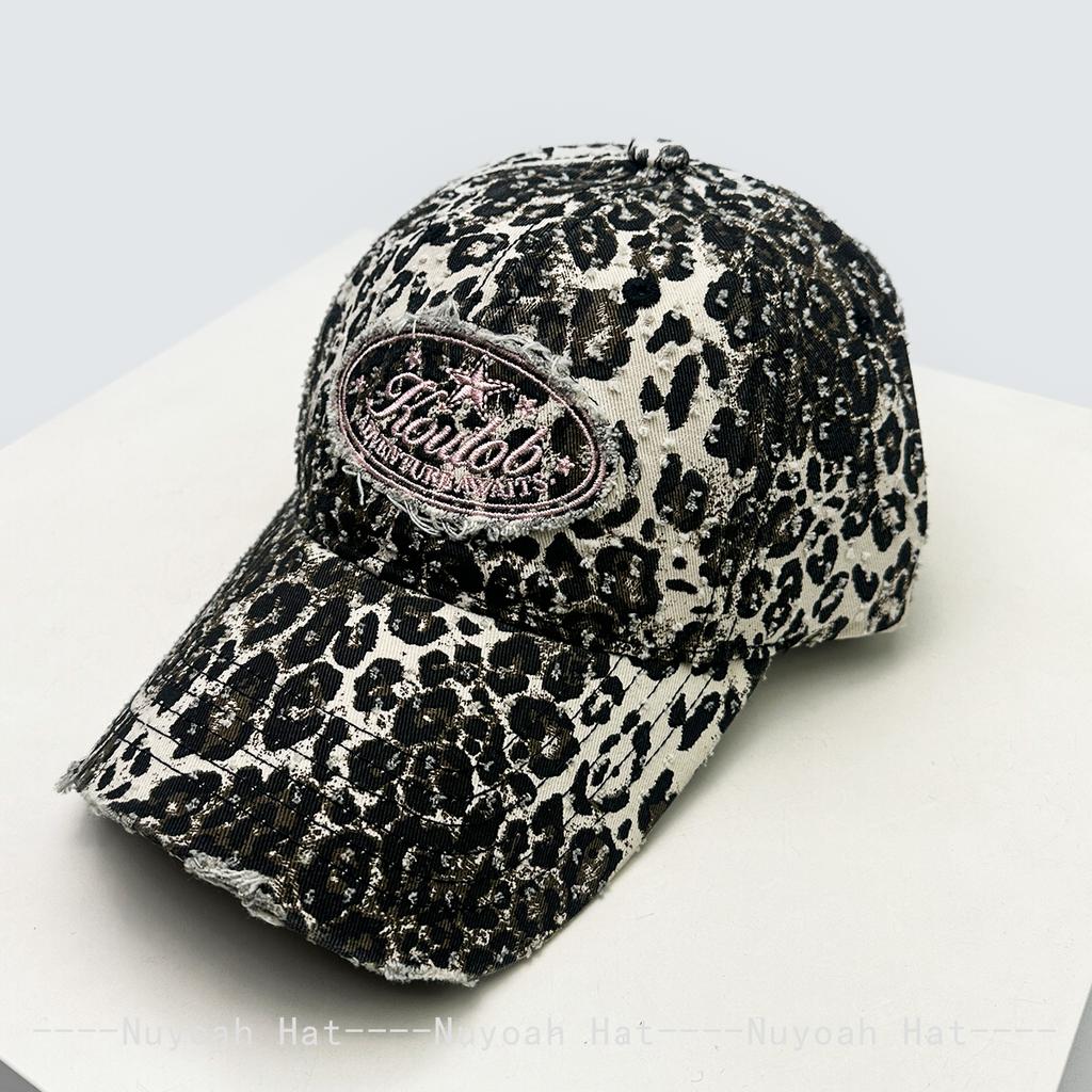 Leopard Print Embroidery Baseball Caps Sun Protection Broken Style All-Match Personalized Peaked Hats Street Style Trendy Ins Style Latest Women