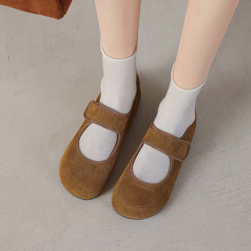 Krazing Pot Cow Suede Nubuck Spring Autumn Winter Flats Slip on Mules Women Keep Warm Fashion Girls Casual Shoes