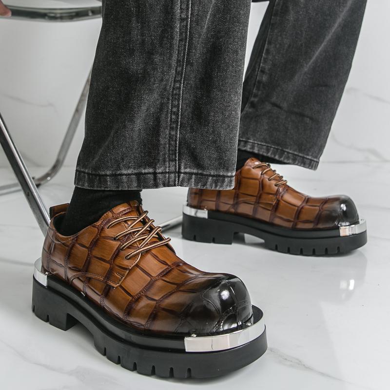 Neue Modische Herren Derby Schuhe mit dicker Sohle Schwarz und Braun Schnürschuhe Business Büroschuhe Gesellschaftsschuhe Größen 38-46 Herrenschuhe