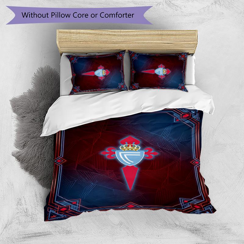 Set Biancheria da Letto 3 Pezzi Stampato Celta Vigo FC Copripiumino Traspirante con Federe Biancheria da Letto Decorativa per Camera da Letto Casa