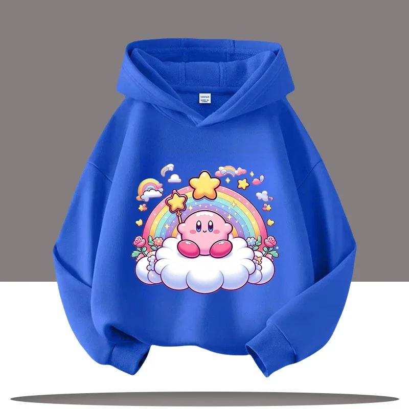 

Star Kirby Boys Sportswear Hooded Sweatshirt for Girls Cute Casual Top for Kids Autumn/Winter Clothing Cartoon Game Print 160