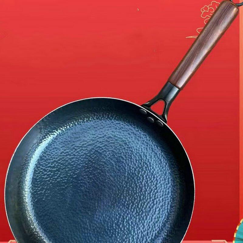 24cm Wrought Iron Non-stick Frying Pan with Wooden Handle