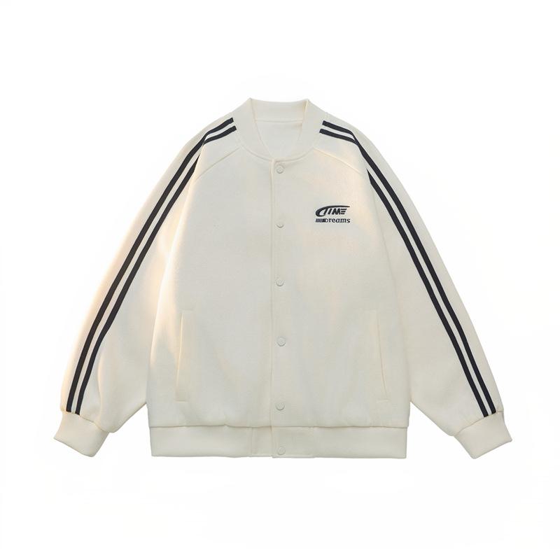 Student Dopamine Baseball Collar Jacket Men and Women's Same Spring and Autumn New Striped Couple Jacket