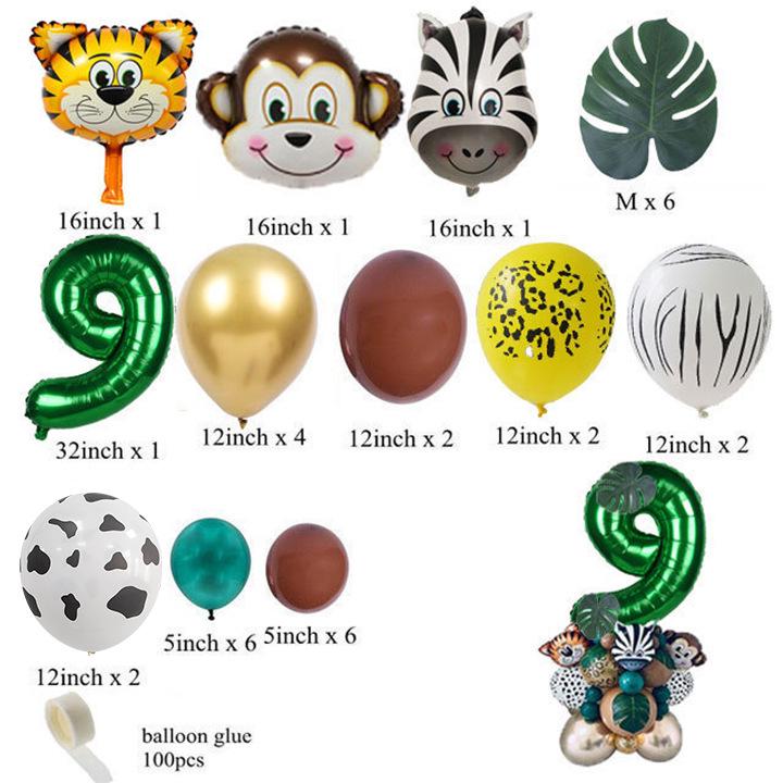 

Набор воздушных шаров «Зеленый лес» с животными: Детский День рождения Цифры Фольгированные Украшения
