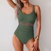 European and American One-piece Swimwear Women's One-piece Mesh Splicing Swimsuit Bikini