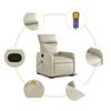 Massage Recliner with Rising Assistance Cream Artificial Leather
