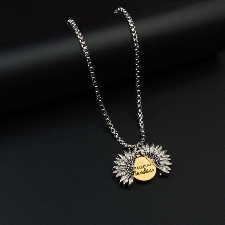 Street hipster hiphop sunflower necklace men's and women's sweater chain long accessories Korean version of personalized hip hop pendant women