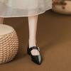 Mary Jane shoes women's French style 2025 autumn new black pointed thick heel temperament single shoes high sense not tired feet