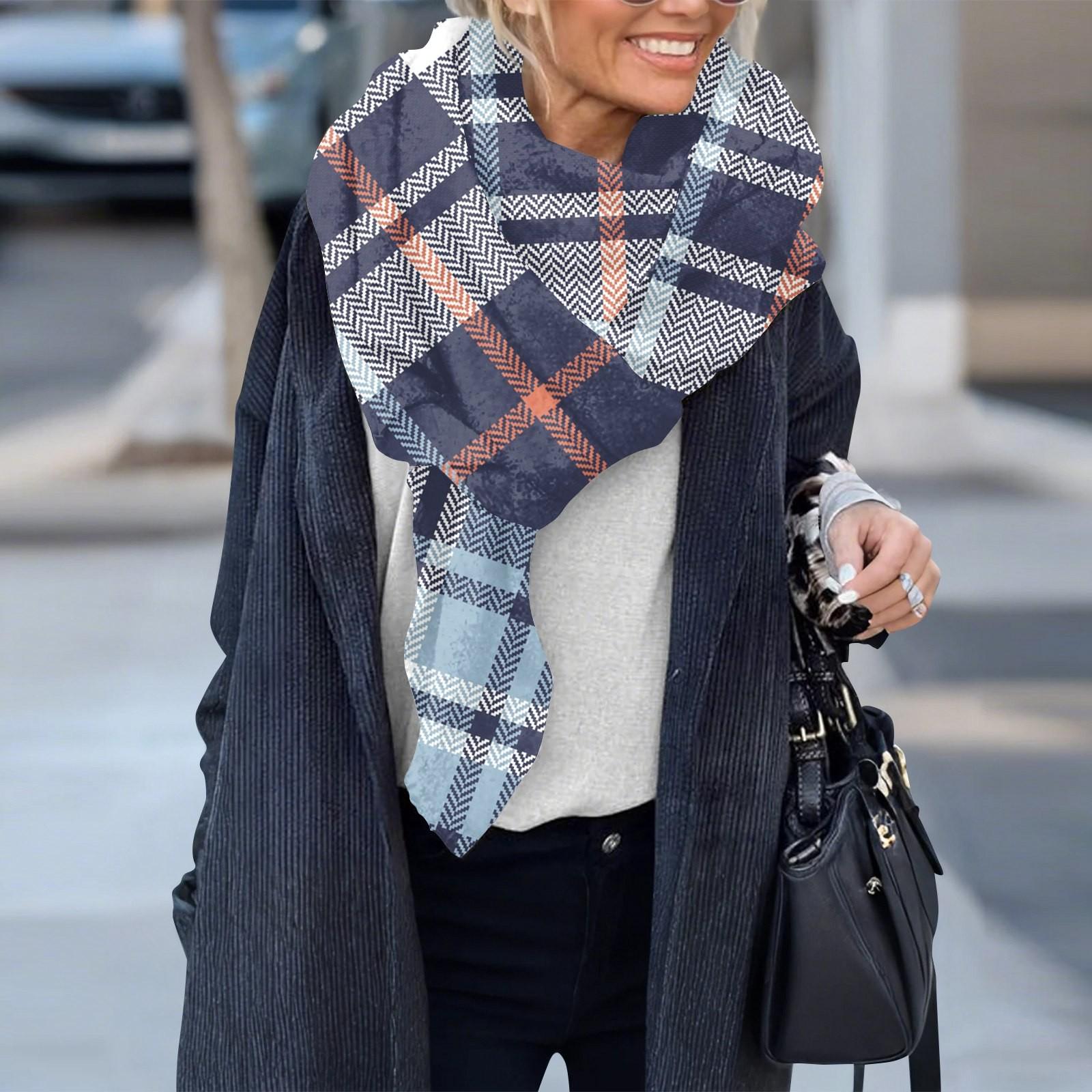 

Женский клетчатый шарф, теплый утолщенный трендовый шарф, шаль, накидка One Size