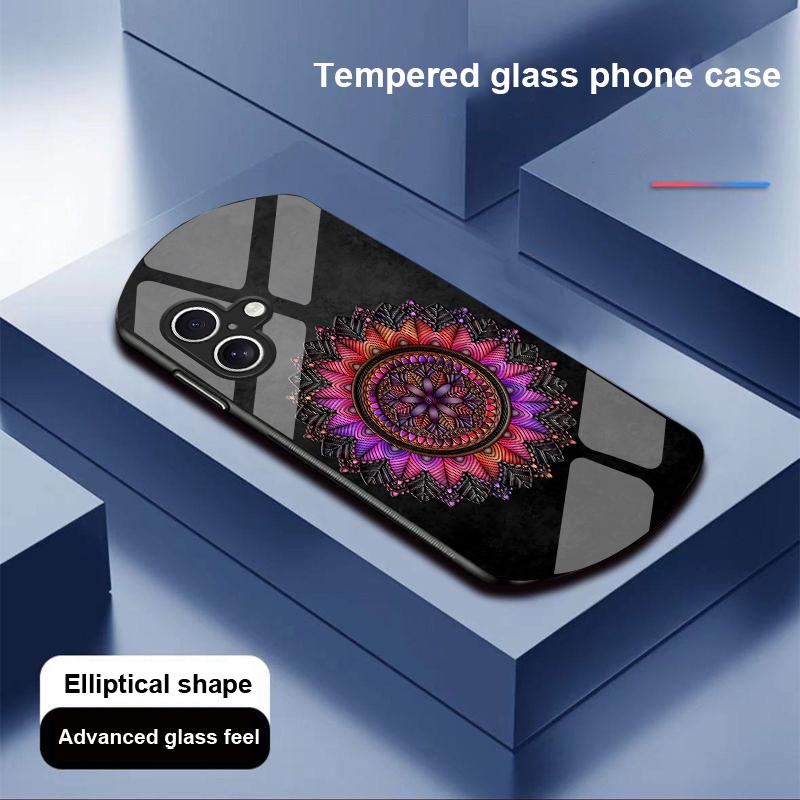 Luminous Black Lotus For Apple IPhone 16 11 13 15 14 Pro Max 12 Mini 7 8 Plus XR XS Elliptical Shaped Tempered Glass Phone Case
