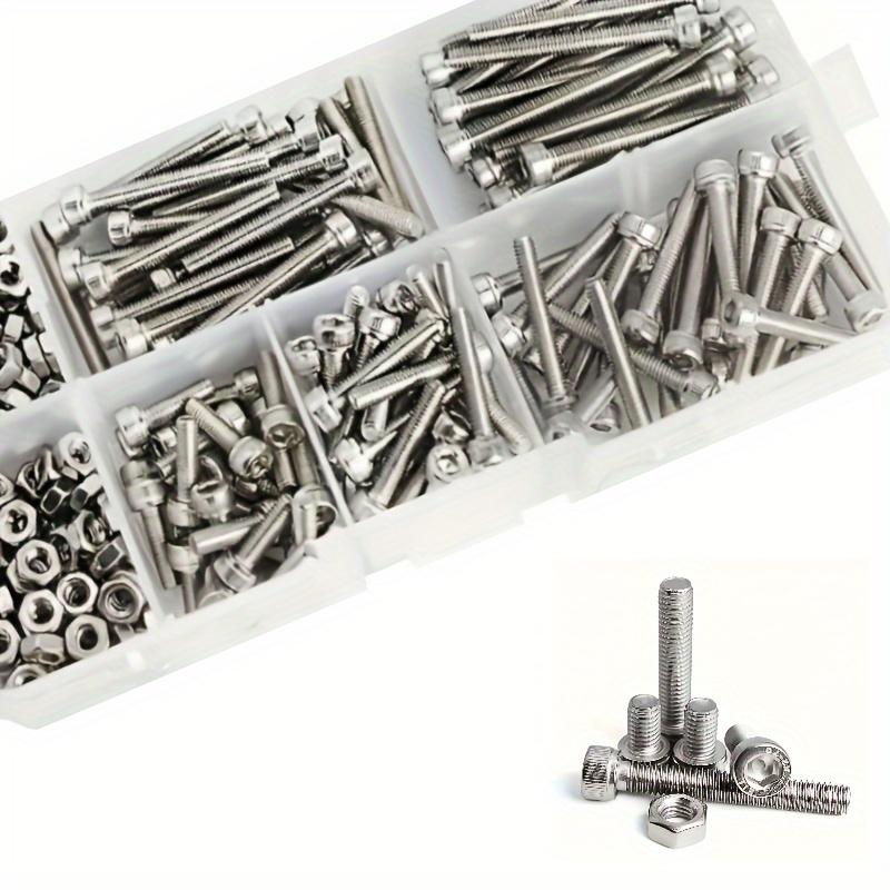 150pcs/box 304 Stainless Steel Hex Head M3 Screw And Nut SetSet Hexagon Socket Screws Bolts Nuts For Small DIY Repair Projects