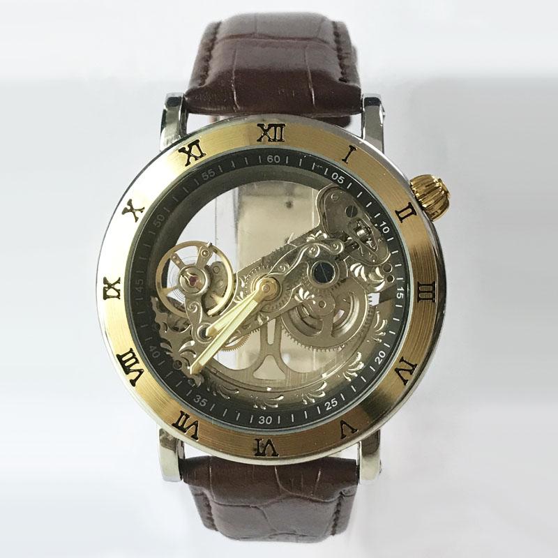 New Men s Watch Tourbillon Mechanical Watches Transparent Hollow Automatic Self Wind Watches Leather Band Skeleton relojes