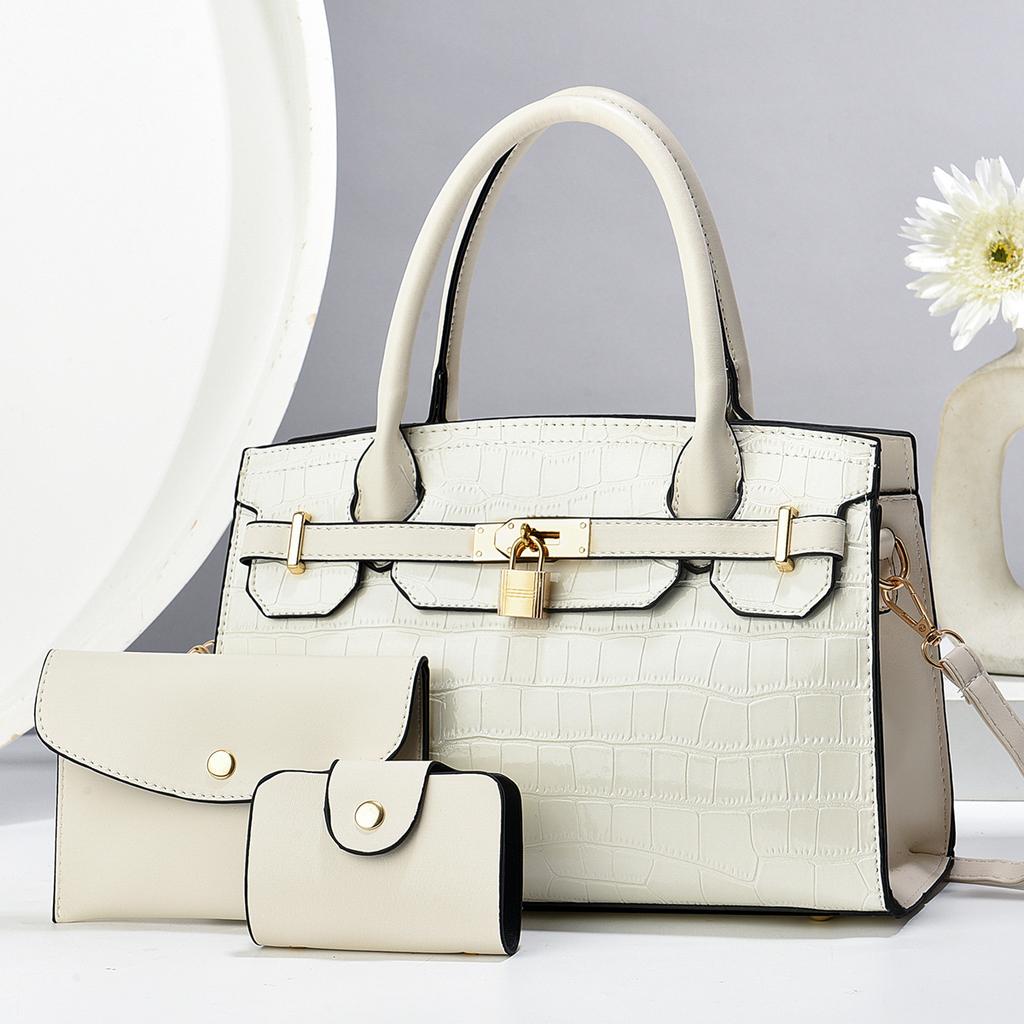 Women's Bag, Stone Pattern Handbag, Mother and Child Bag, Three-piece Set, Large-capacity Shoulder Bag.