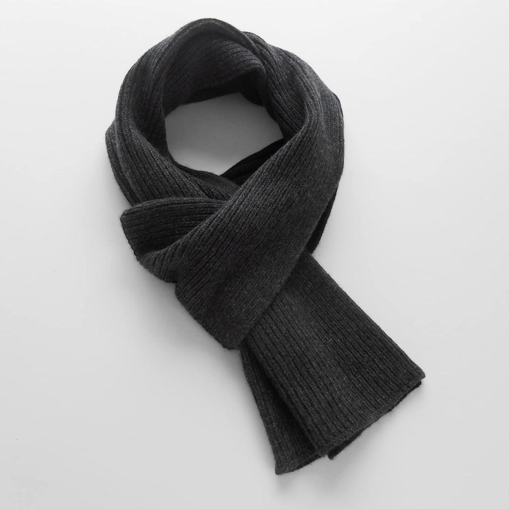 Prodigal Cashmere Reversible Scarf for Men Black and Charcoal 100% One-Loop (Free Size, Gray)