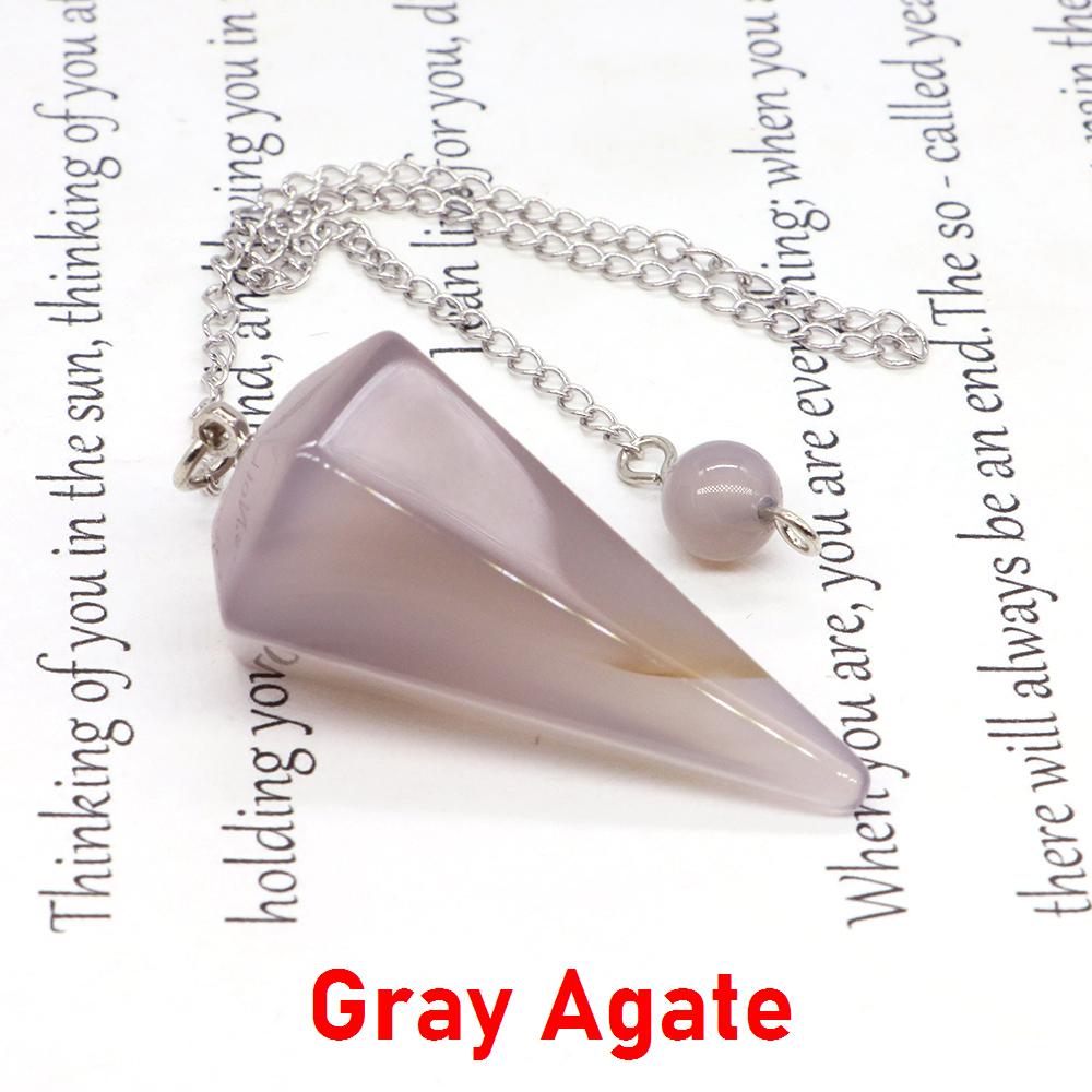 Natural Stone Reiki Healing Pendulum,For Dowsing Spiritual Divination Cone Crystal Quartz Pendulos Small Size Necklace Jewelry